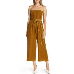 J. Crew Mustard Yellow Marseille Velvet Jumpsuit Size M